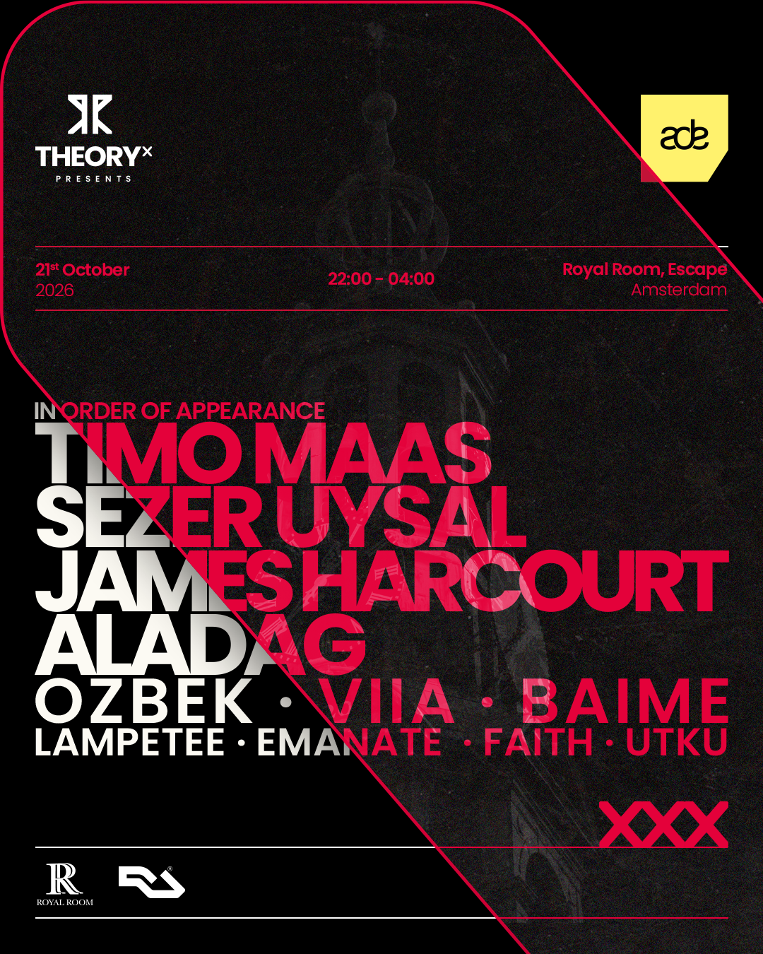 Theory X ADE Showcase w/ Timo Maas, Sezer Uysal & Many More  at Escape flyer