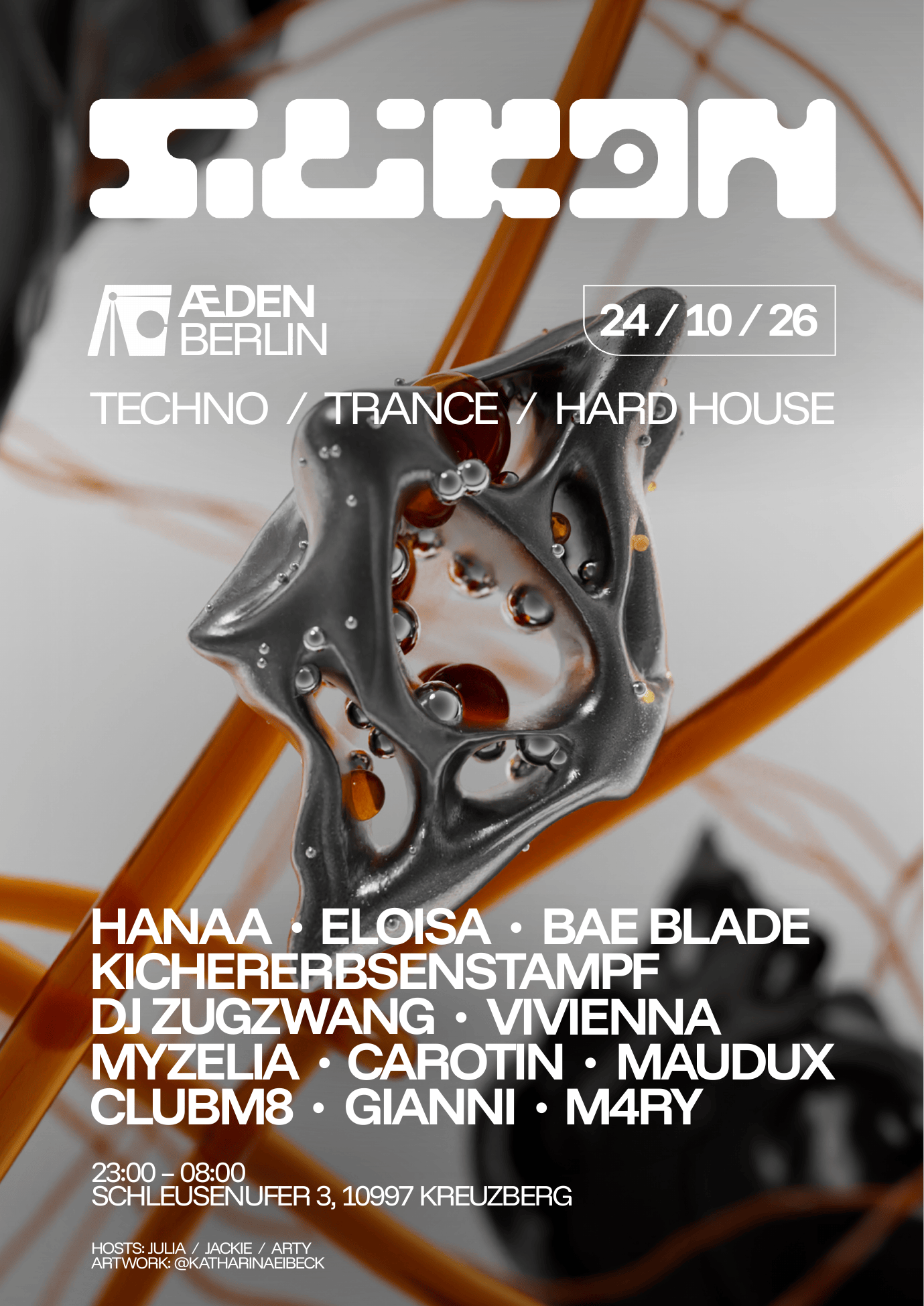 silikon with Bae Blade, HANAA, ELOISA, Maudux at Æden flyer