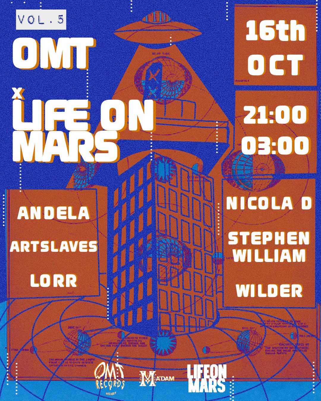 Madam by Night invites: OMT Records x Life On Mars at Madam Amsterdam flyer