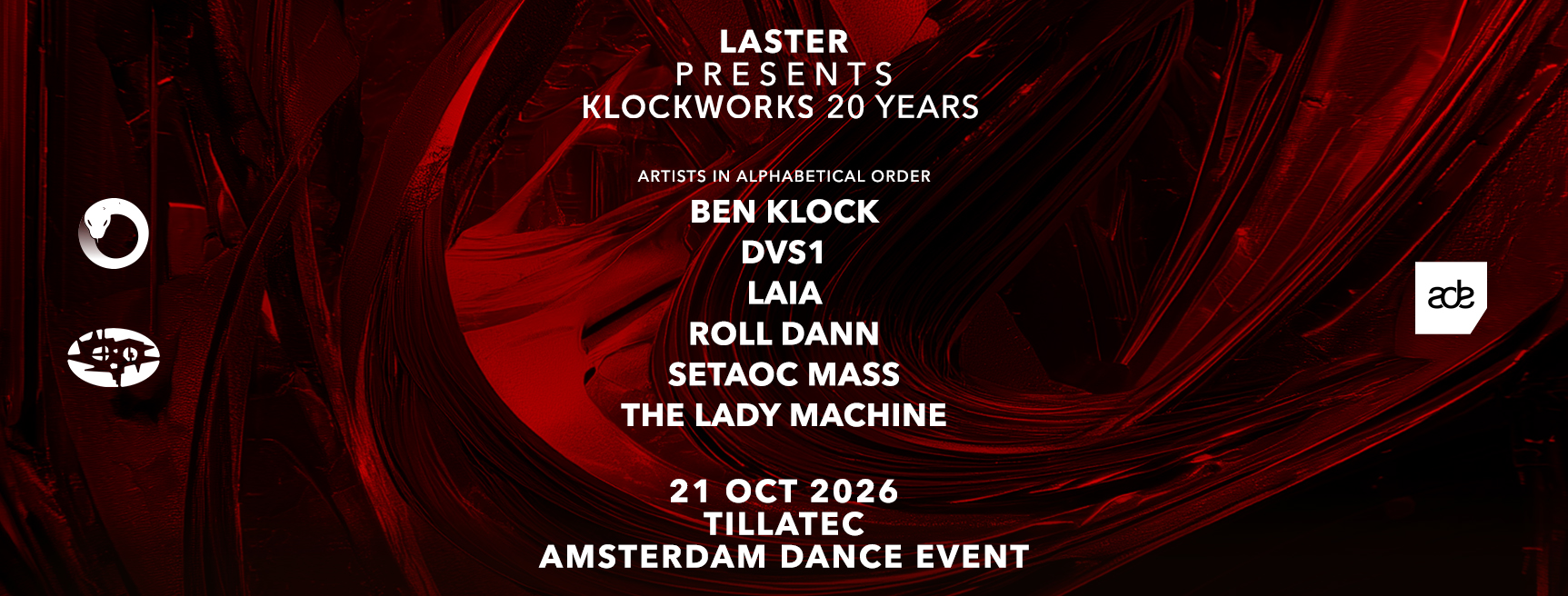 LASTER presents KLOCKWORKS 20 YEARS - ADE 2026 - TILLATEC at TILLATEC flyer