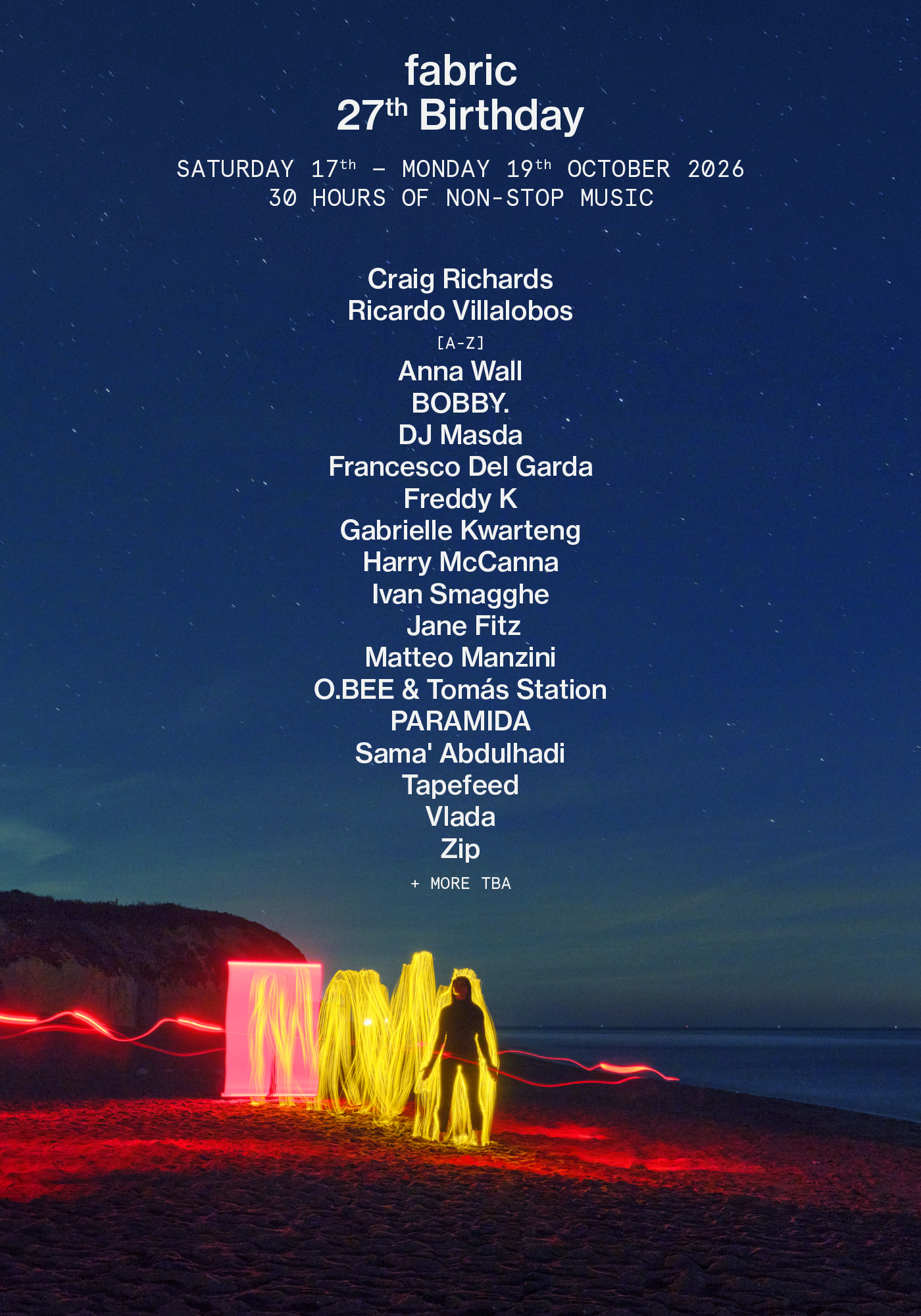 fabric 27th Birthday: Craig Richards, Ricardo Villalobos, Freddy K, Zip, DJ Masda, Jane Fitz at fabric London flyer