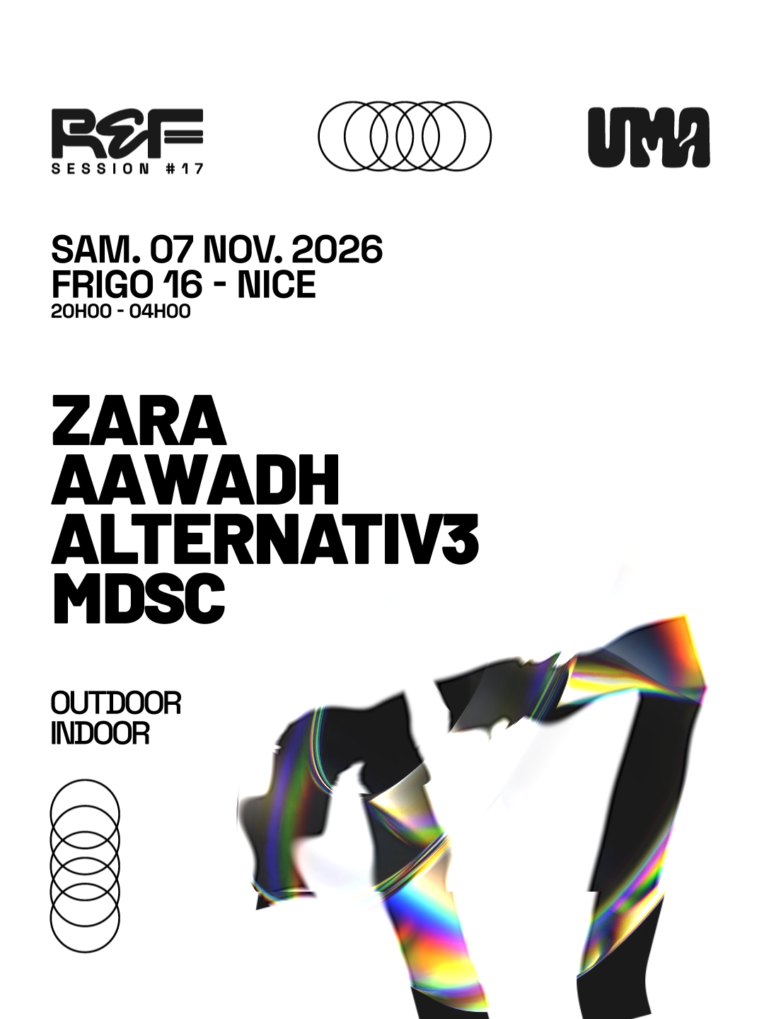 REF SESSION #17 UMA invite Zara at Frigo 16 flyer