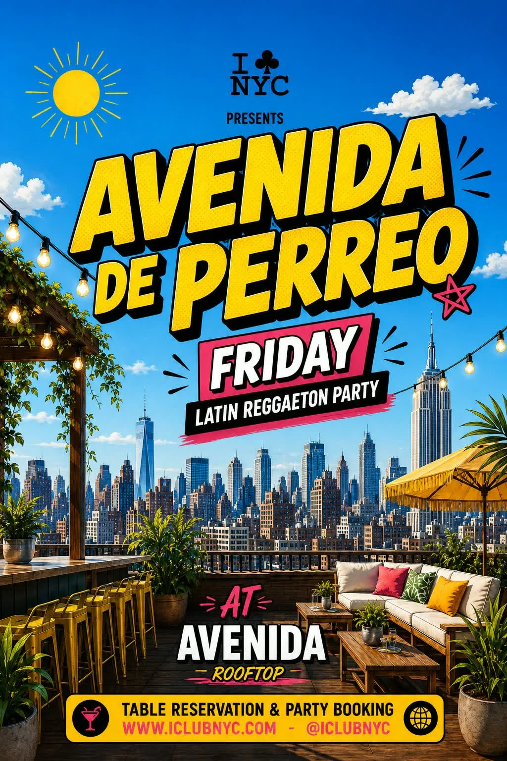 #1 AVENIDA DE PERREO - Latin Reggaeton Rooftop Party at The Celtic Rail NYC flyer