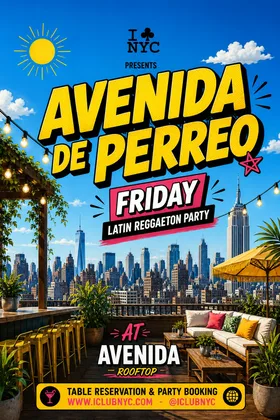 #1 AVENIDA DE PERREO - Latin Reggaeton Rooftop Party at The Celtic Rail NYC flyer