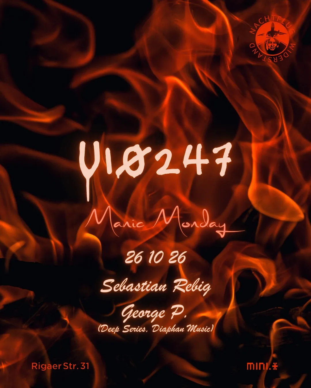Manic Monday feat Sebastian Rebig & George P at Minimal Bar flyer