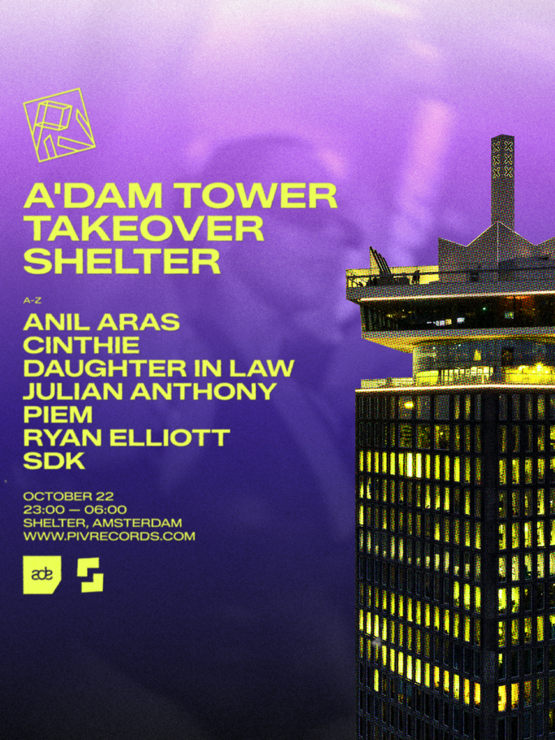 PIV ADE - Shelter Amsterdam at Shelter Amsterdam flyer