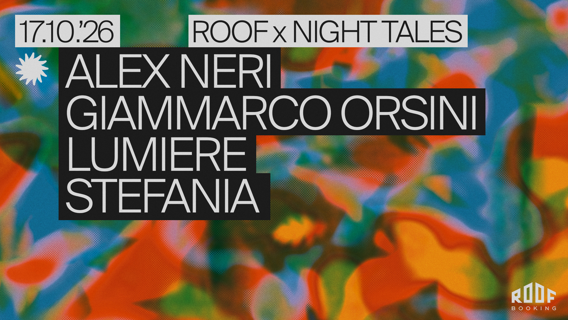 Giammarco Orsini, Alex Neri, Lumiere & Stefania [Night Tales x Roof] at Night Tales flyer