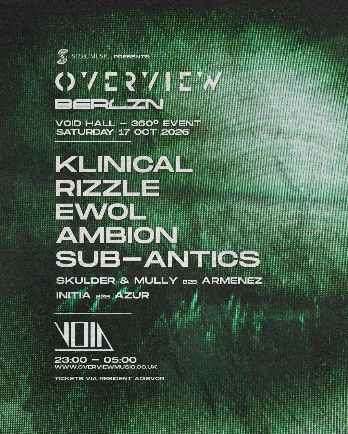 Stoic Music presents. Overview Music (UK) with Klinical, Rizzle, Ewol, Ambion, Sub-Antics at VOID Club flyer