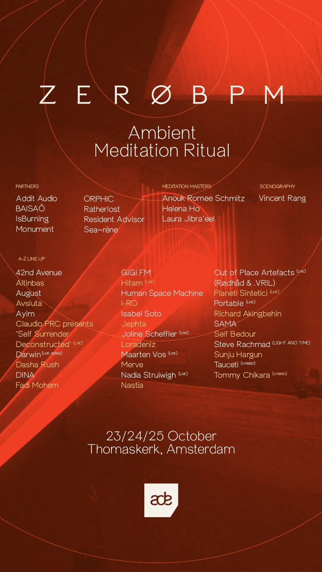 ZERØBPM ADE - 3-DAY AMBIENT MEDITATION RITUAL at De Thomaskerk flyer