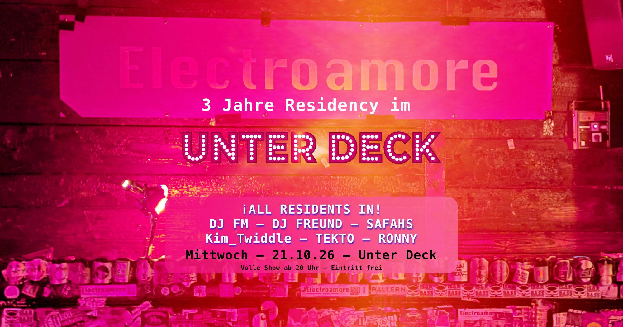 3 Jahre Electroamore Residency im Unter Deck at Unter Deck flyer