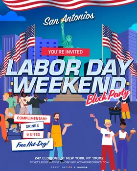 Labor Day Block Party NYC at San Antonios flyer