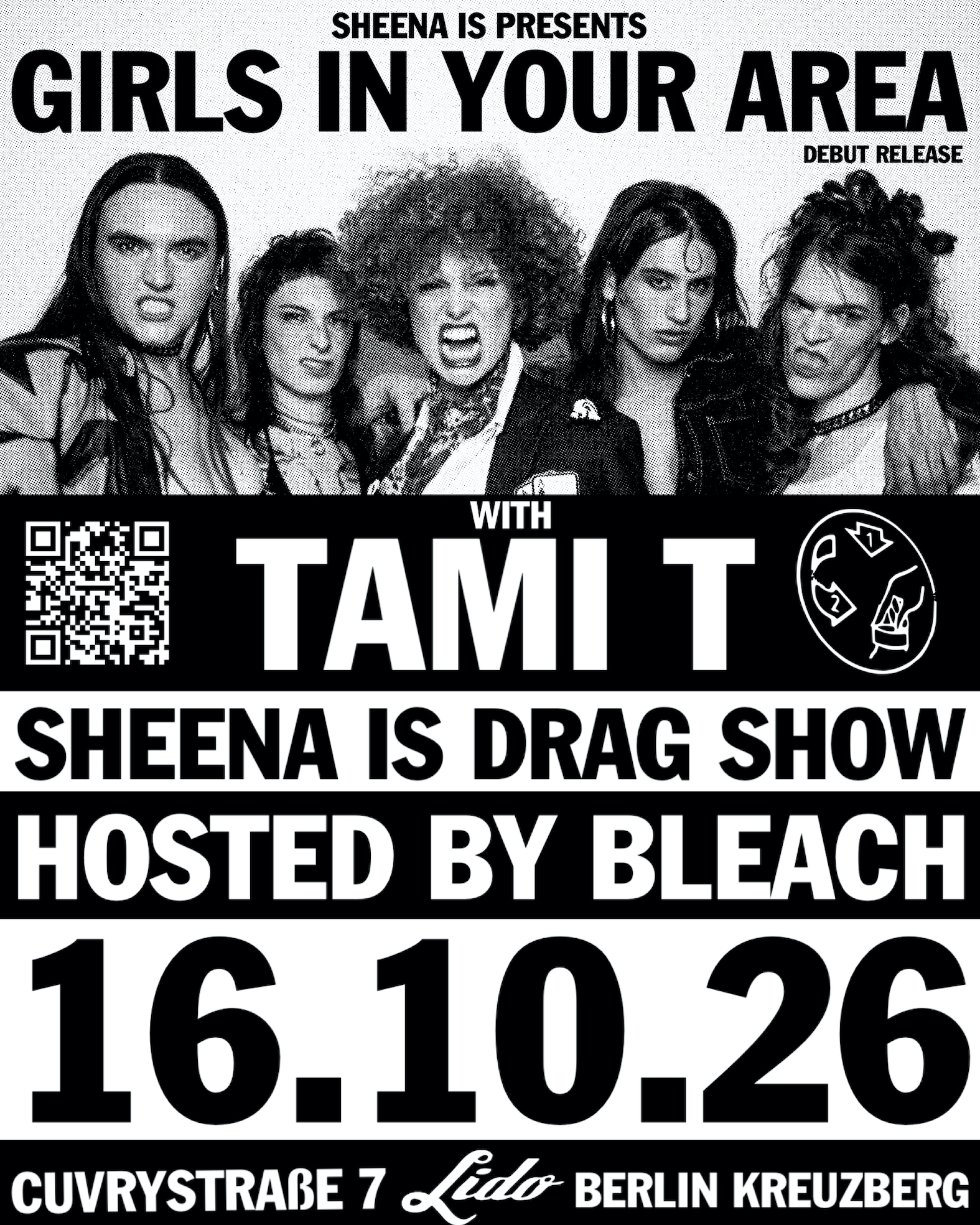 SHEENA IS presents GIRLS IN YOUR AREA + TAMI T at Lido Berlin flyer