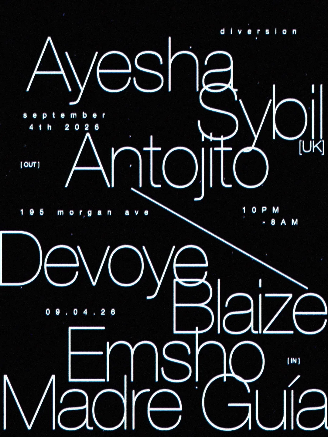 D[IV]ERSION: Sybil (uk), Ayesha, BLAIZE, Battygyal, Devoye, Madre Guía, Emsho at Green Room NYC flyer