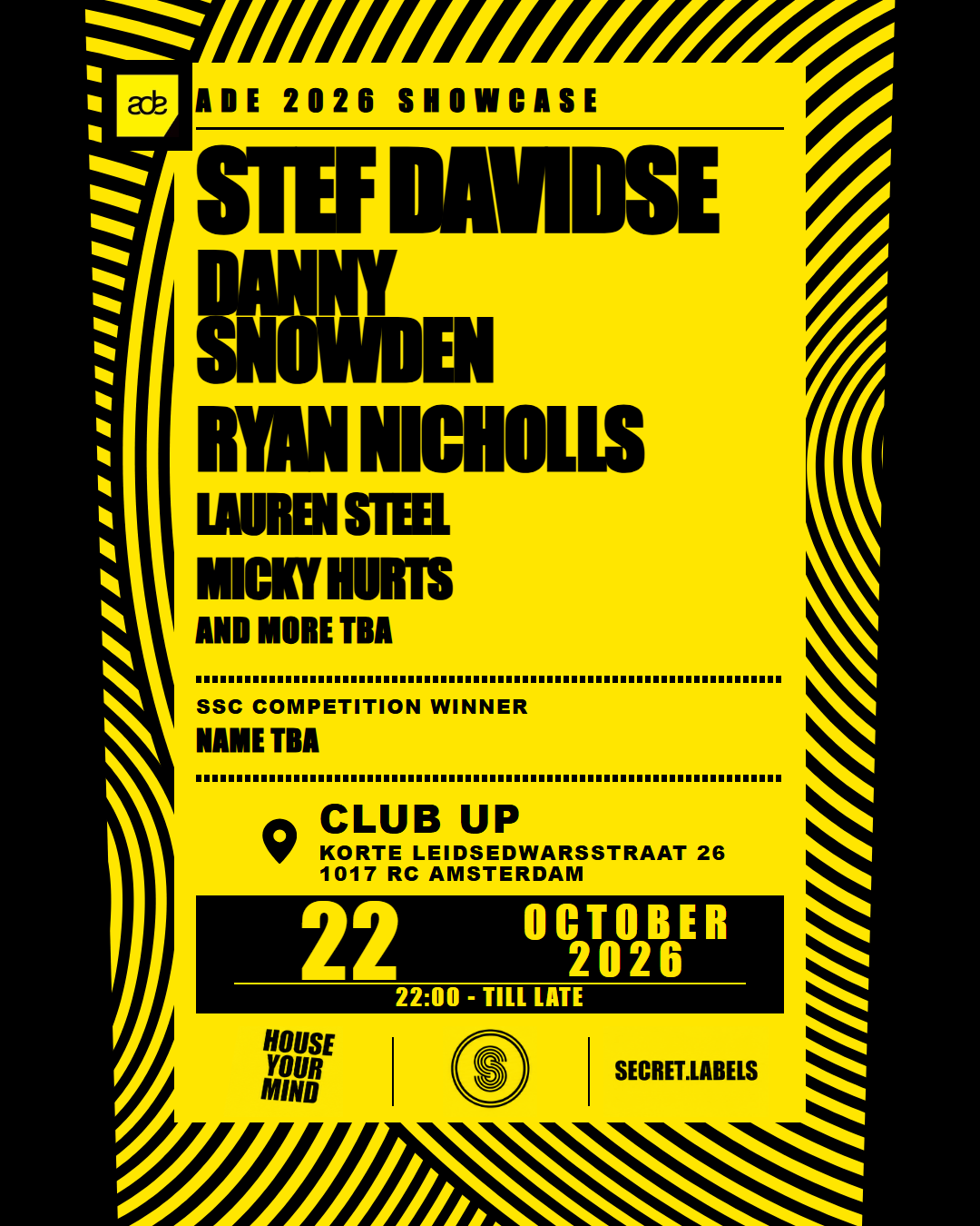 ADE Club Up Take-over with Stef Davidse, Danny Snowden, Ryan Nicholls, TBA, TBA at Club Up flyer
