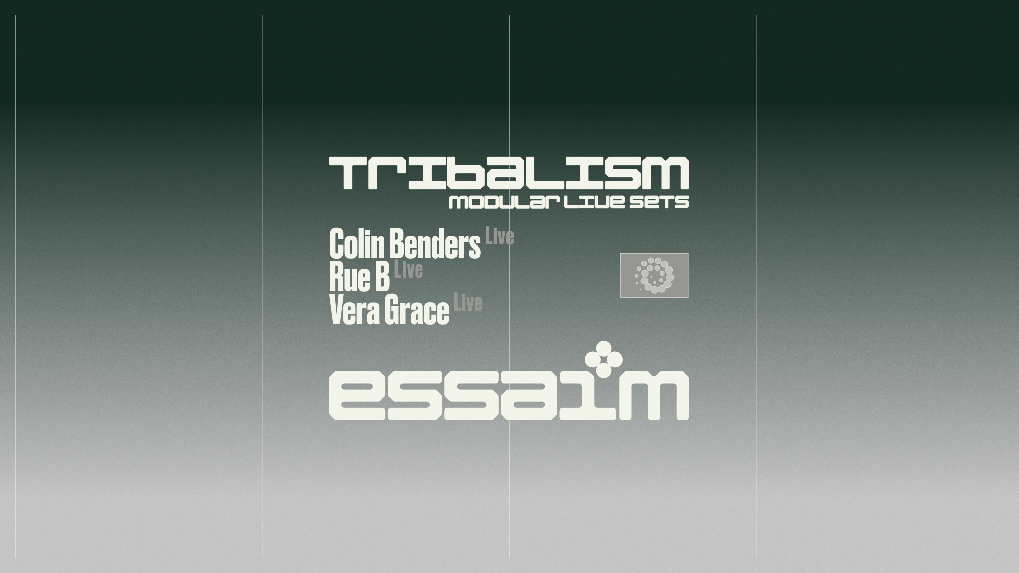 tribalism modular live sets - Colin Benders Live, Rue B Live, Vera Grace Live at essaim flyer