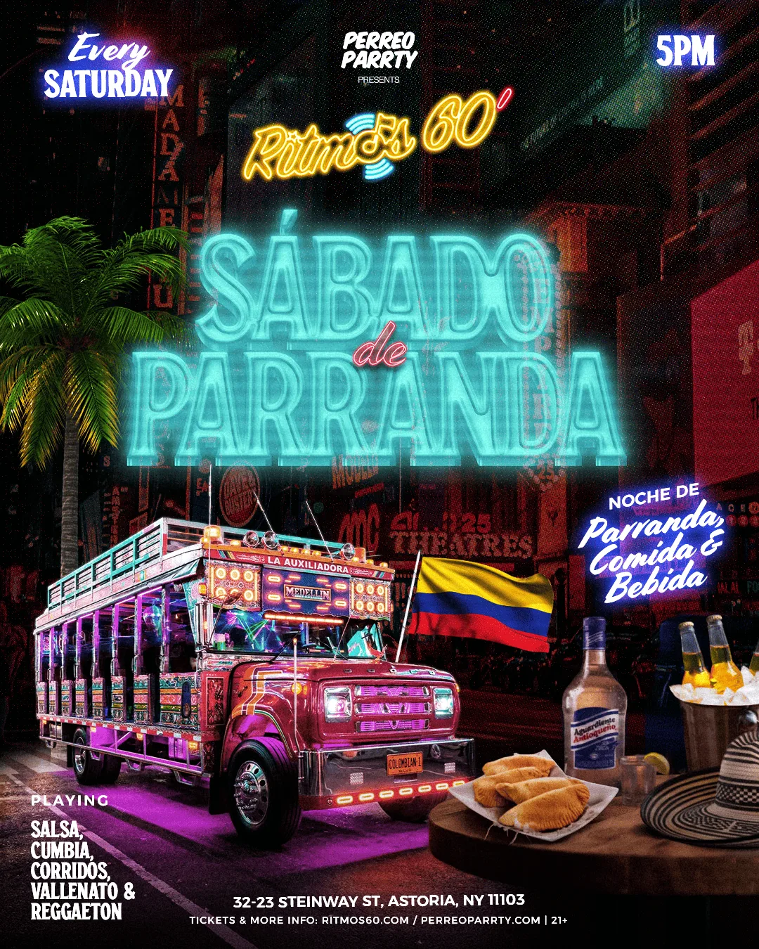 Ritmos: Sabado de Parranda - Colombian Salsa, Vallenato Reggaeton Party NYC at Ritmos 60 flyer