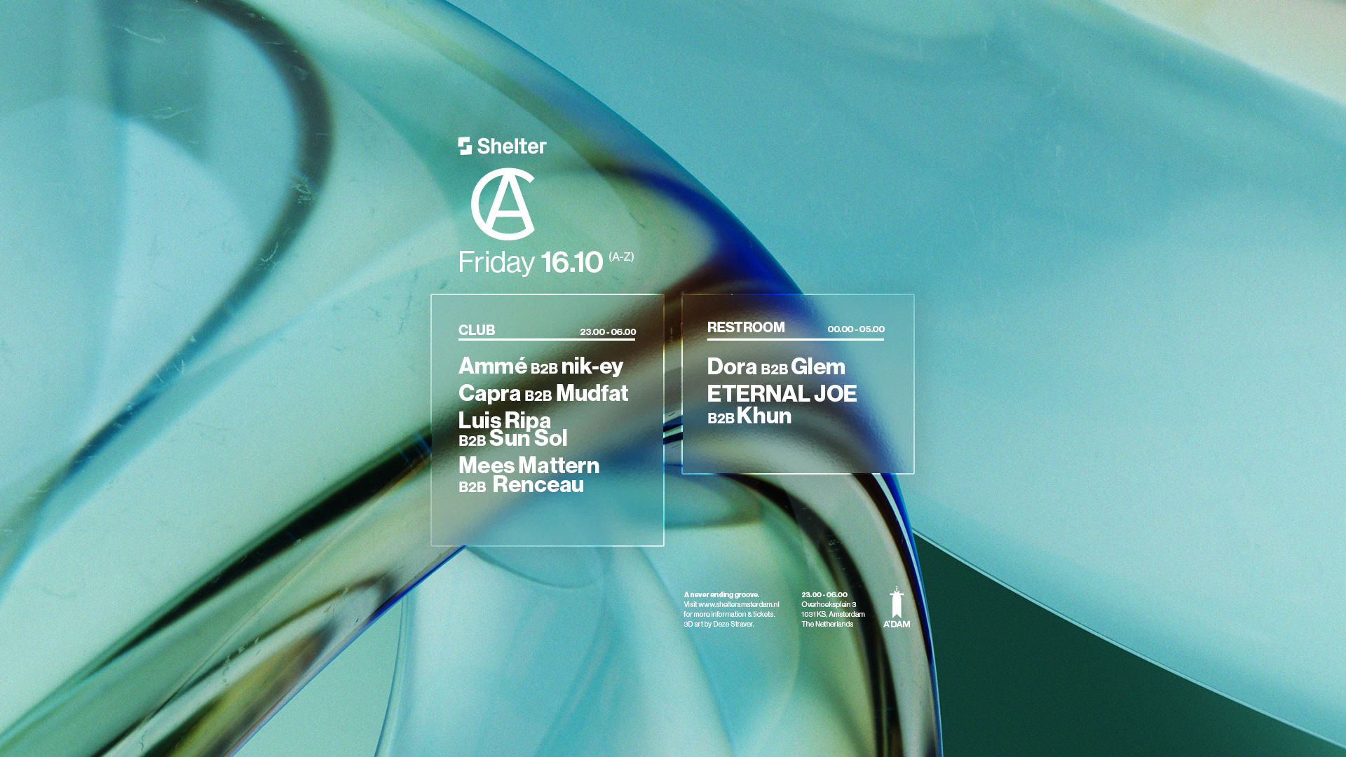 Crits Agency W/ nik-ey b2b Ammé, Sun Sol b2b Luis Ripa at Shelter Amsterdam flyer