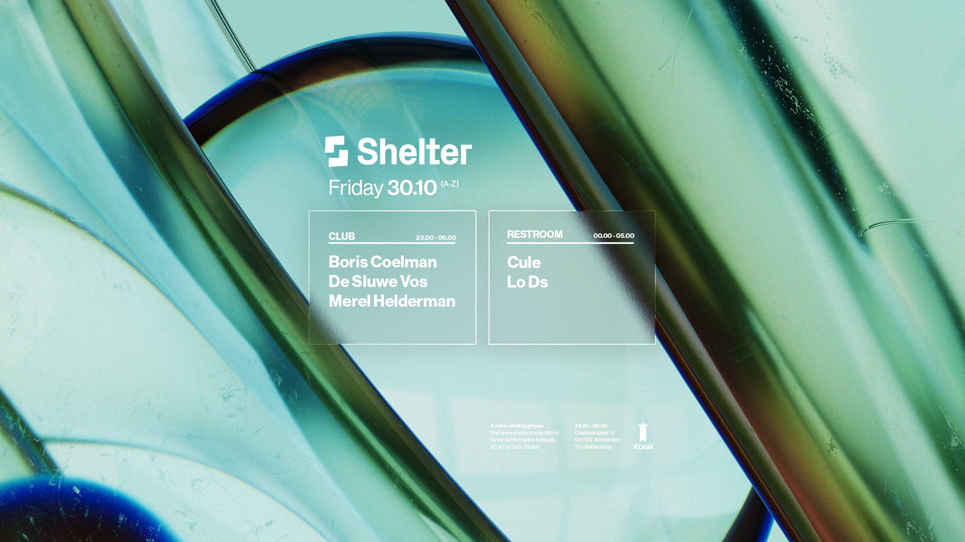Boris Coelman, De Sluwe Vos, Merel Helderman at Shelter Amsterdam flyer