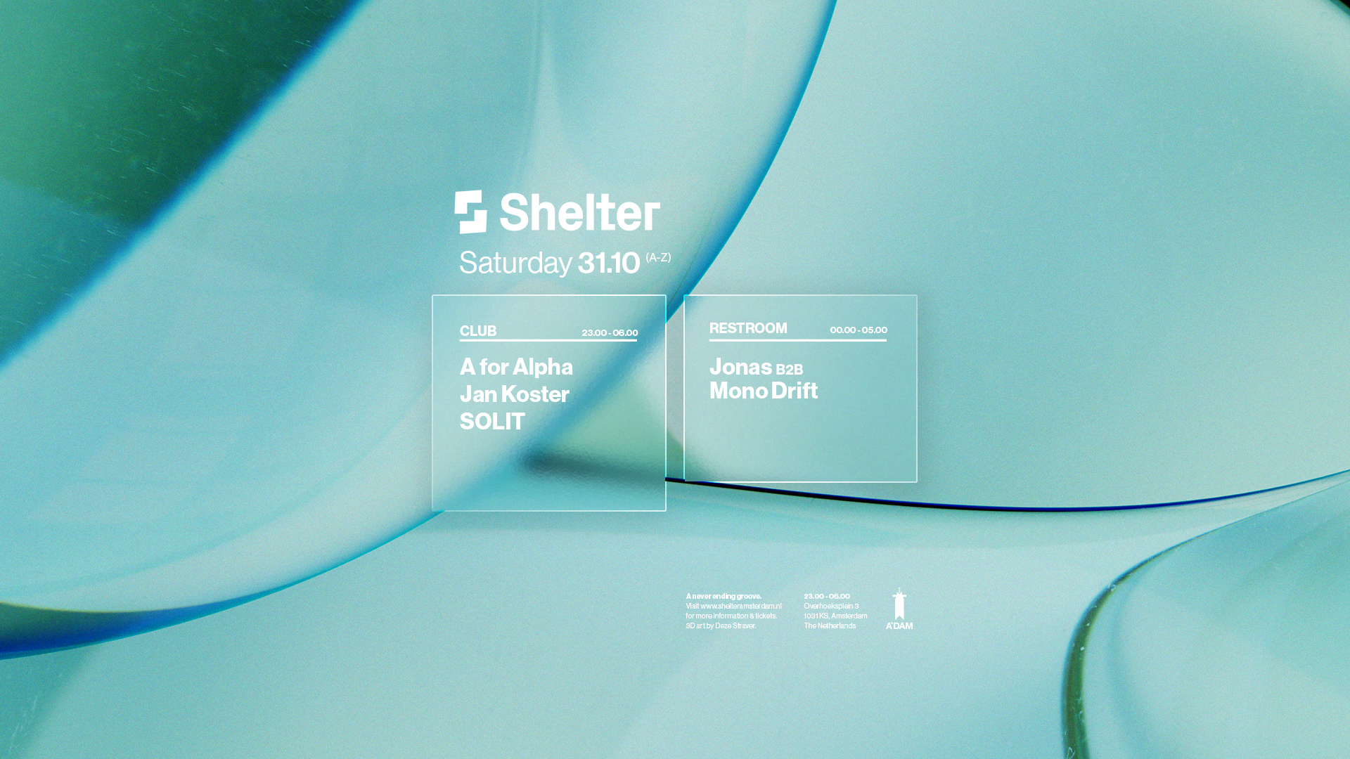 A For Alpha, Jan Koster, SOLIT at Shelter Amsterdam flyer