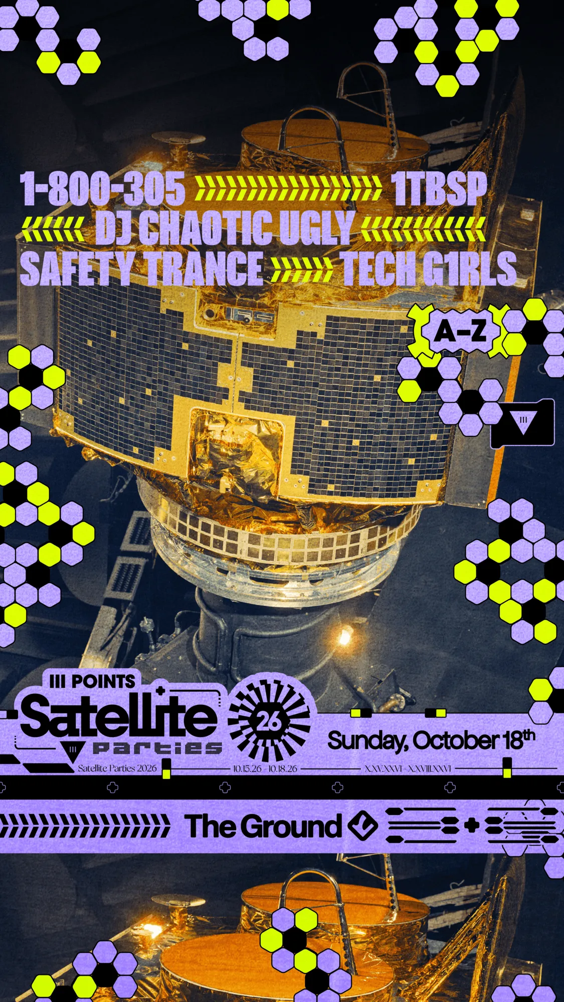 Satellite: 1tbsp, DJ Chaotic Ugly, Safety Trance, TECH G1RLS, & More at CLUB SPACE flyer