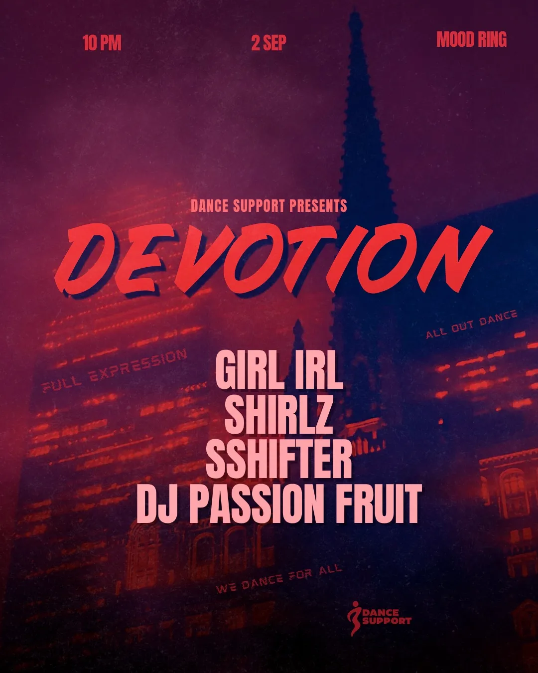 Dance Support presents Devotion at Mood Ring flyer