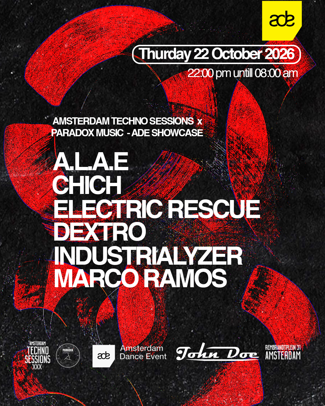 Amsterdam Techno Sessions X Paradox Music (FR) ADE Showcase at Club John Doe flyer