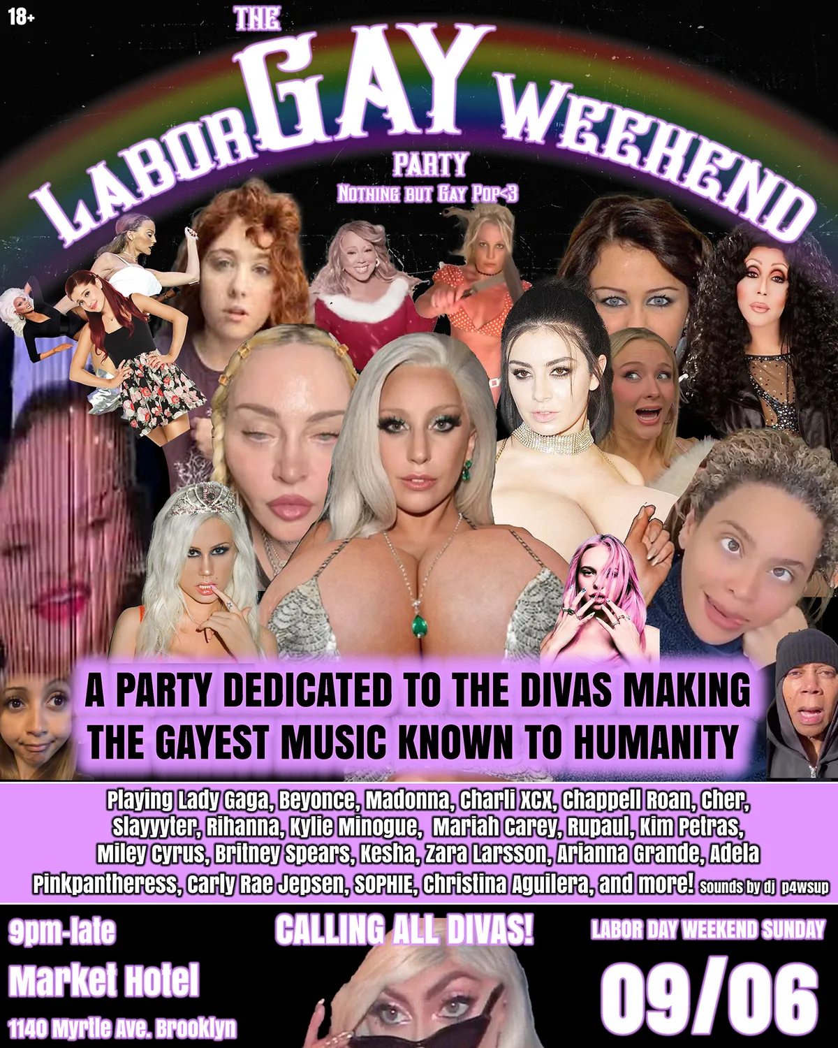 LABOR GAY WEEKEND PARTY: POP PERFECTION ALL NIGHT at Market Hotel flyer