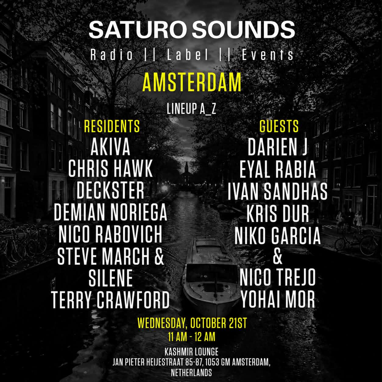Saturo Sounds presents: Amsterdam ADE Pre-Party at Cafe De Kashmir Lounge flyer