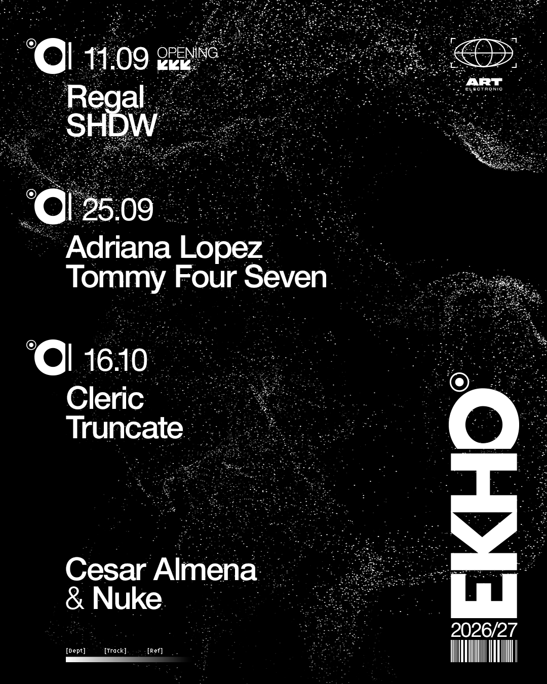 EKHO / Cleric + Truncate at Sala ART flyer