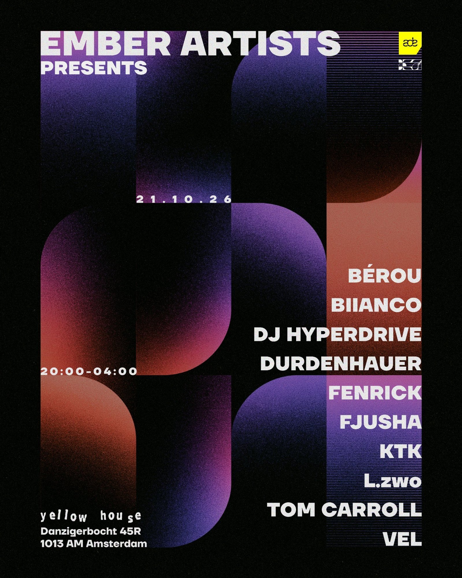 EMBER ARTISTS x ADE at Yellow House flyer