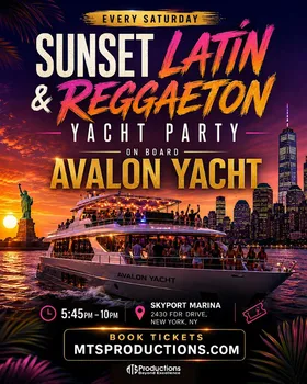 Sunset Latin & Reggaeton Yacht Party - Sep 5 at Skyport Marina flyer