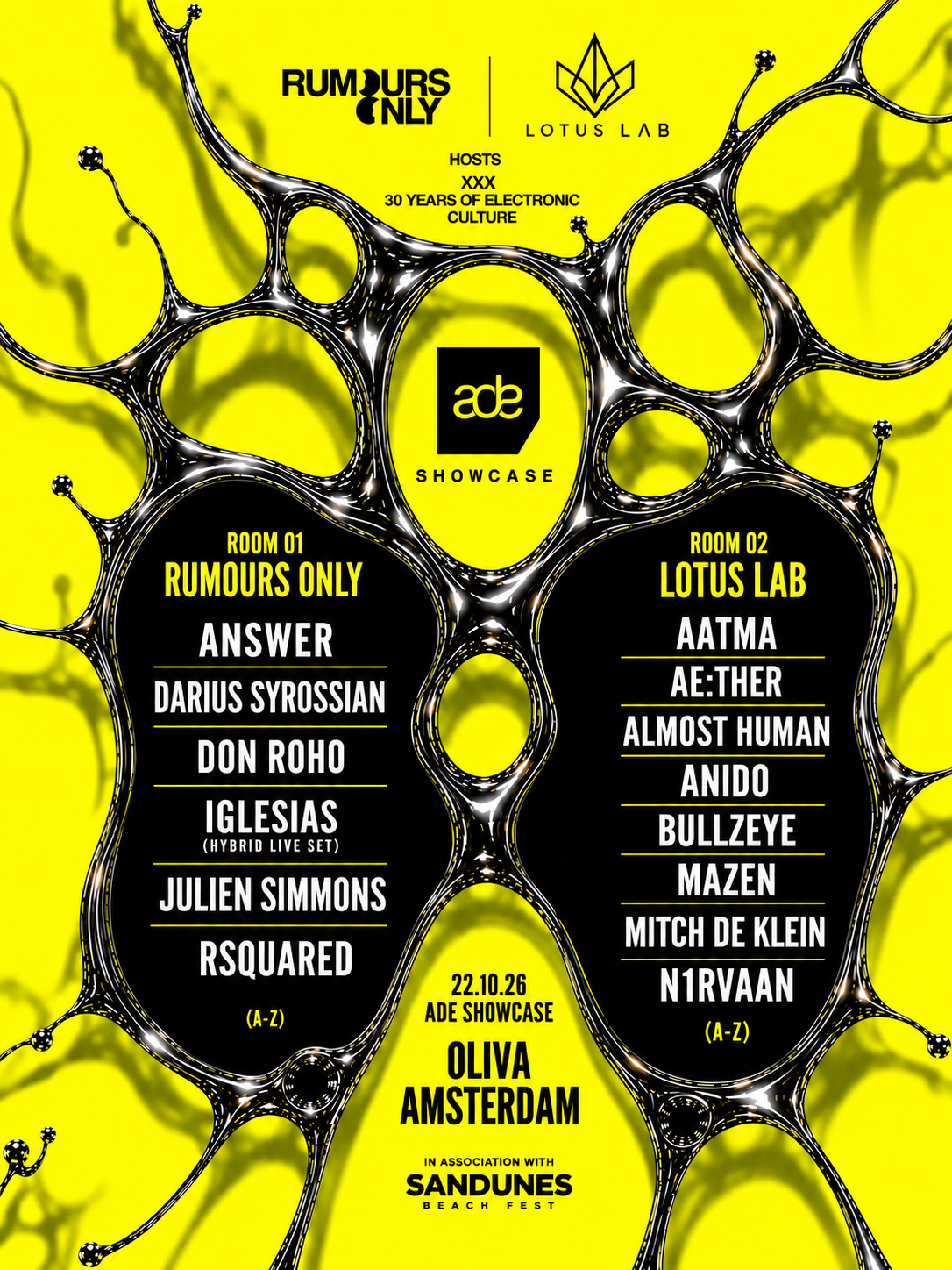Rumours Only x Lotus Labs ADE Showcase at Oliva (restaurant & club) flyer
