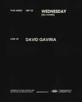 David Gaviria at MAD Radio NYC flyer