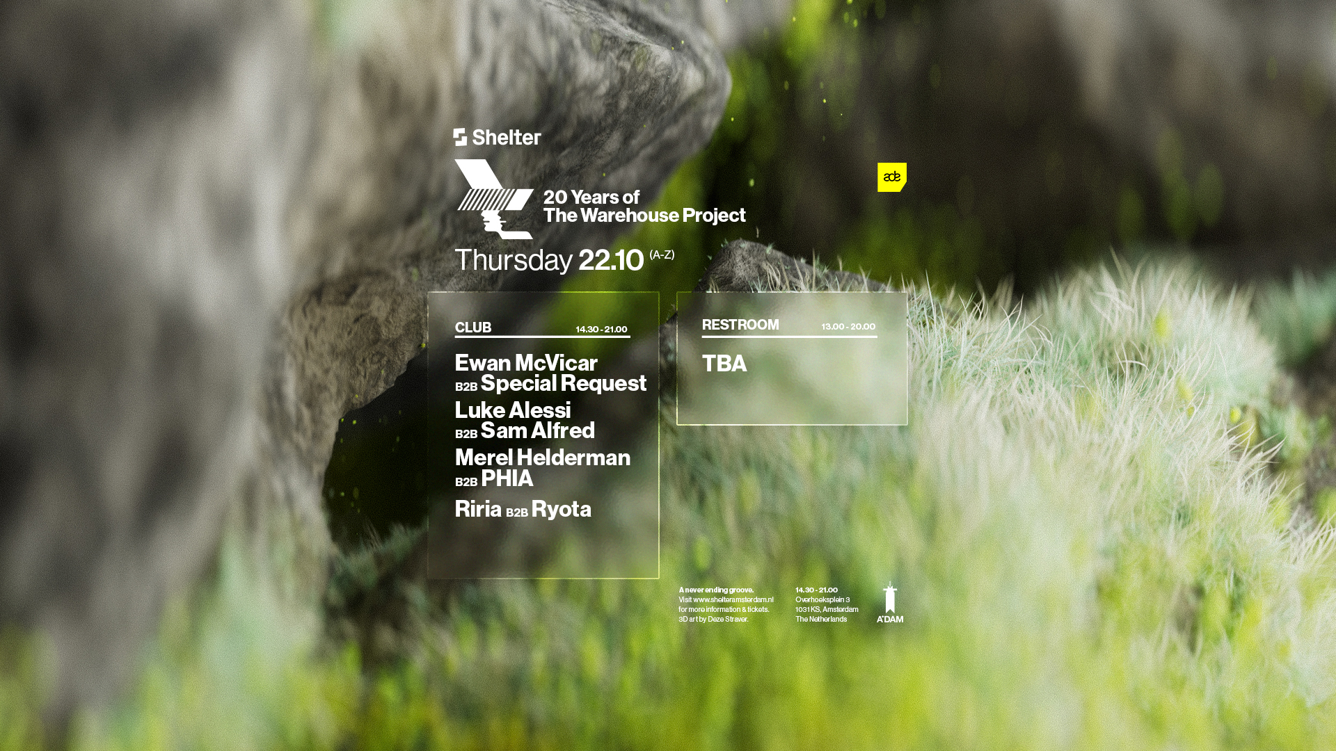 20 years of The Warehouse Project at Shelter Amsterdam flyer