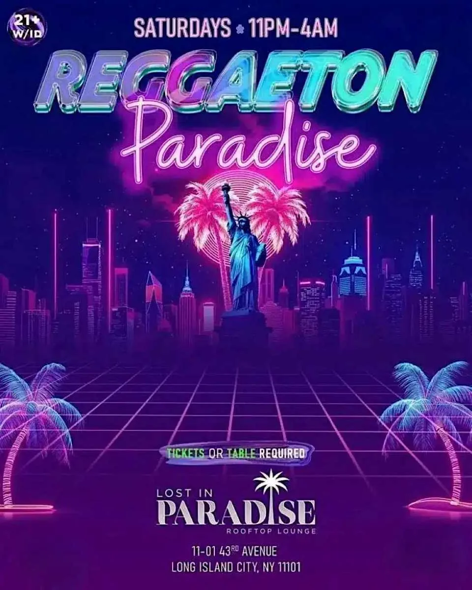 Reggaeton Paradise Rooftop Party – Lost in Paradise, Queens NY at Lost in Paradise Rooftop flyer