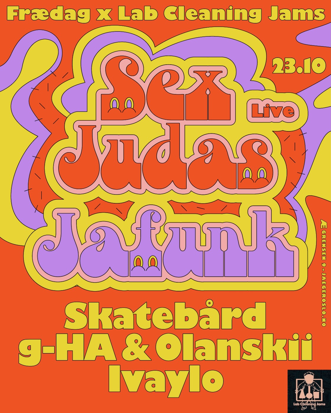 Frædag x LCJ: Jafunk + Sex Judas + Skatebård + G-HA & Olanskii + Ivaylo at Jaeger flyer