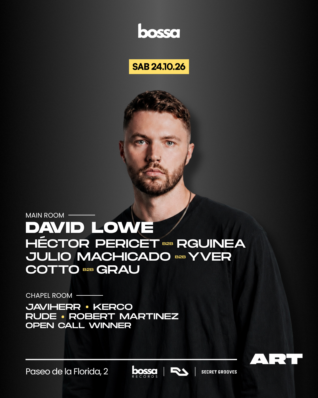 BOSSA × ART: DAVID LOWE at Sala ART flyer