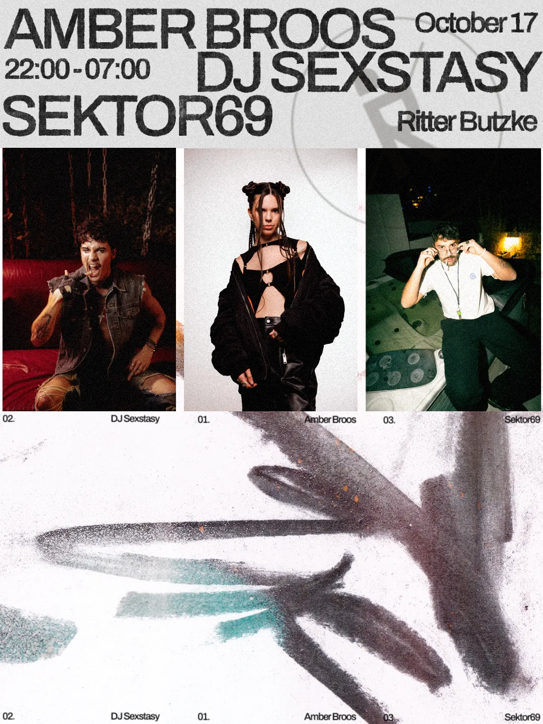 Amber Broos, DJ SEXSTASY, SEKTOR69 at Ritter Butzke flyer
