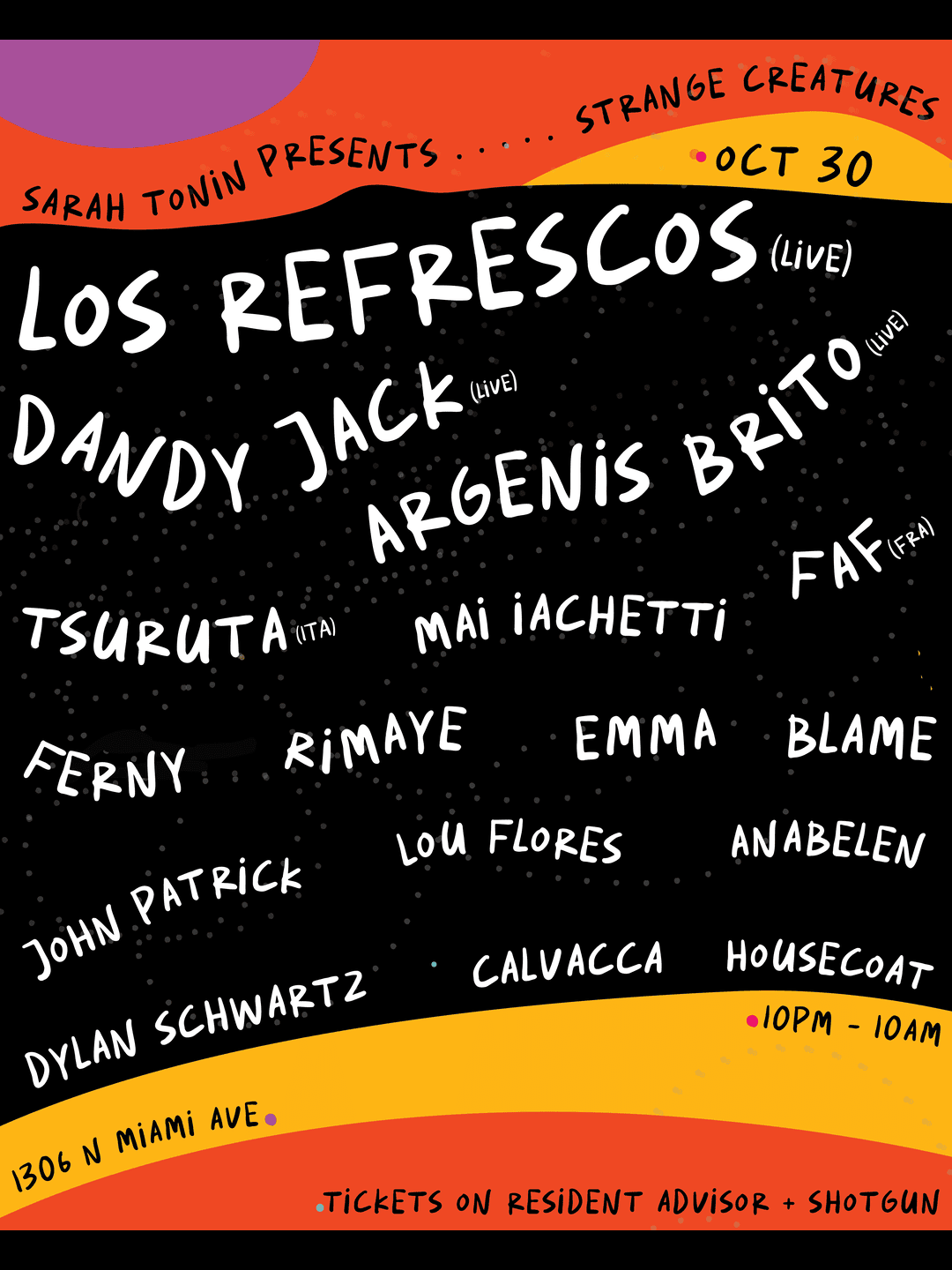 SARAH TONIN PRESENTS: STRANGE CREATURES at Paraiso Estereo flyer