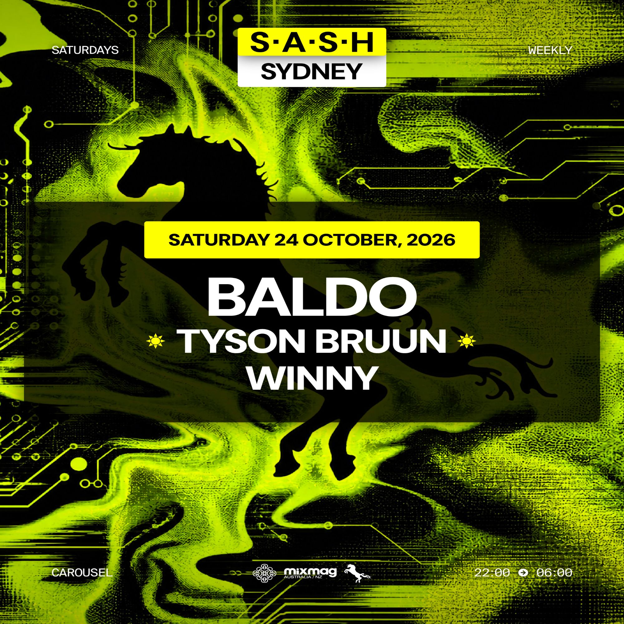 ★ S.A.S.H Sydney ★ Baldo ★ Saturday 24th October ★ at Carousel Bar & Ballroom flyer