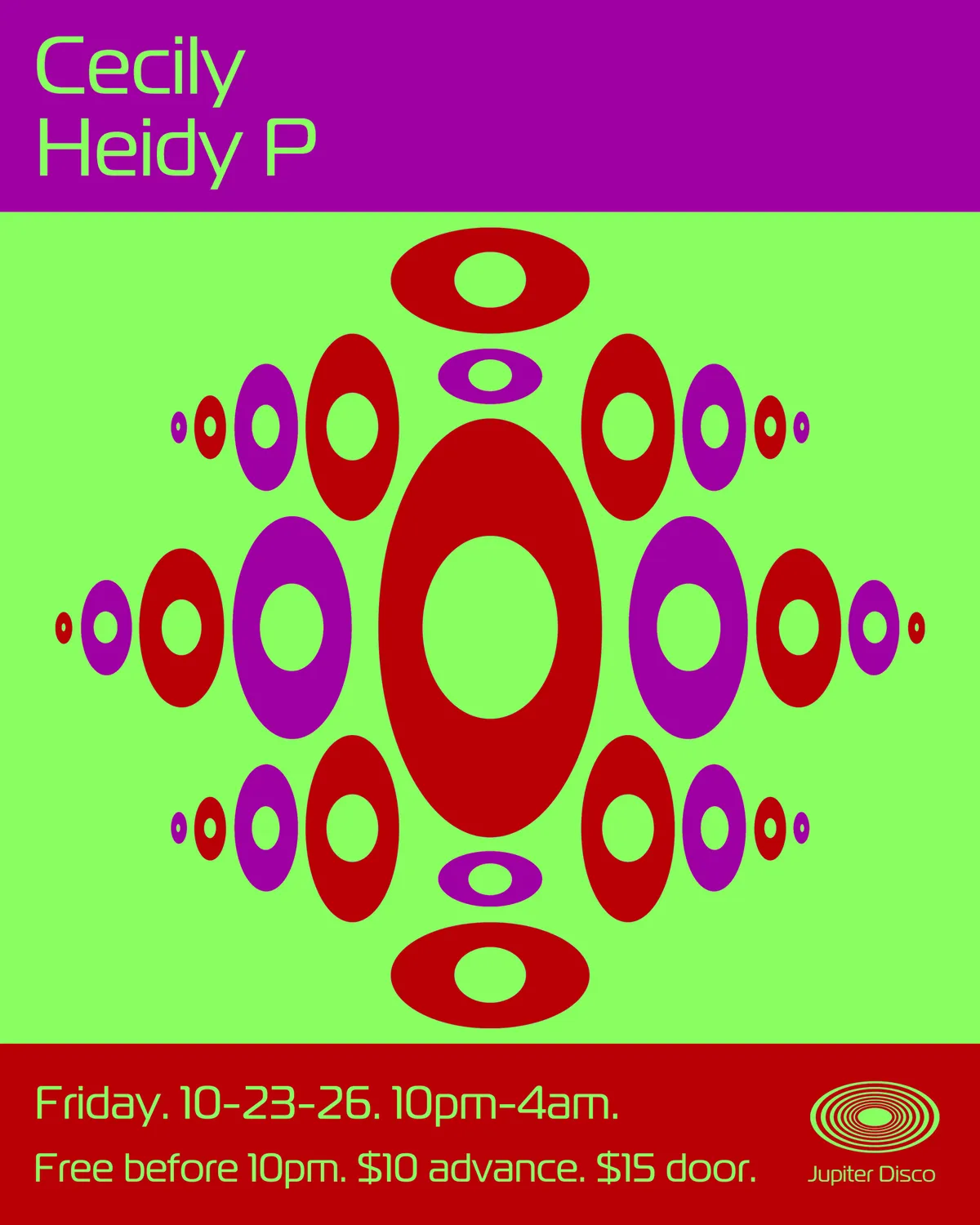 Cecily + Heidy P at Jupiter Disco flyer