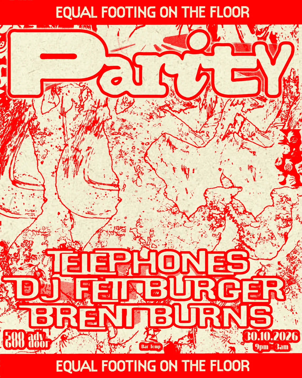 Parity - Telephones B2B DJ Fett Burger at Bar Temp. flyer
