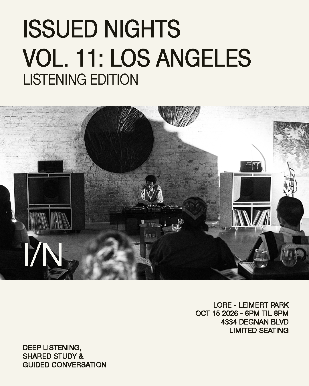 Issued Nights Vol 11: Listening Edition at TBA - LORE BOOKSTORE, LEIMERT PARK flyer
