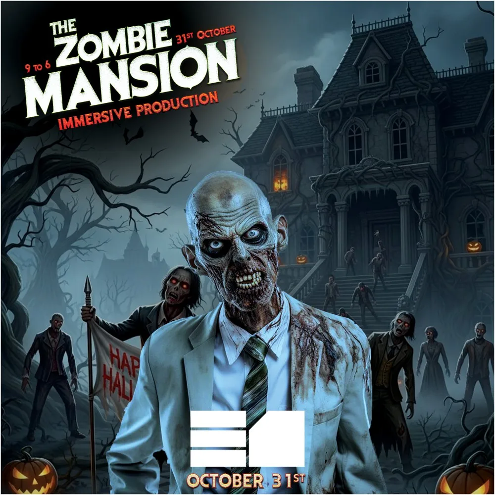 Zombie Mansion Immersive Halloween party with Sam Supplier and Mark Radford  at E1 flyer