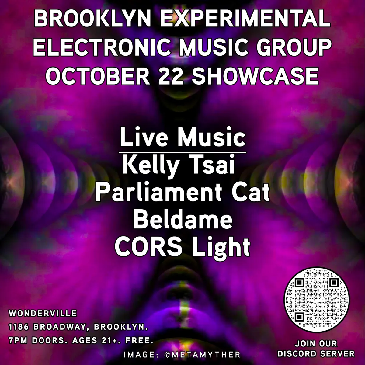 Brooklyn Experimental Electronic Music Group October Artist Showcase at Wonderville flyer