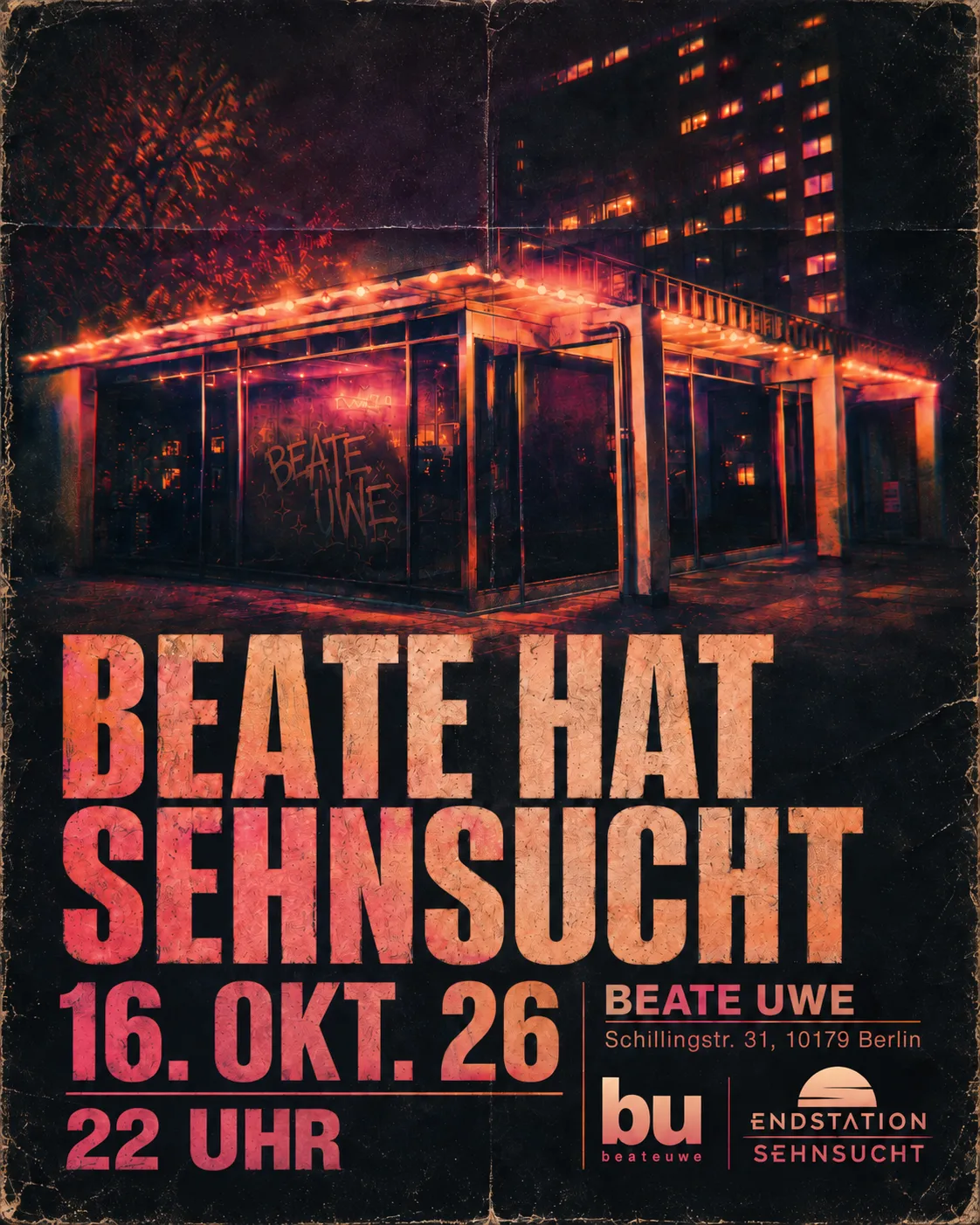 BEATE HAT SEHNSUCHT at Beate Uwe flyer
