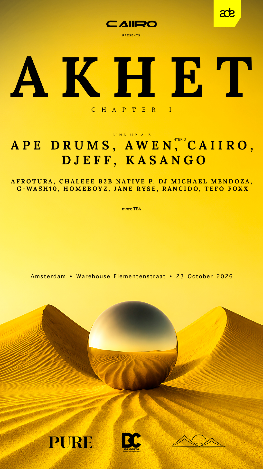 Caiiro presents: AKHET (ADE) powered by PURE at Warehouse Elementenstraat flyer