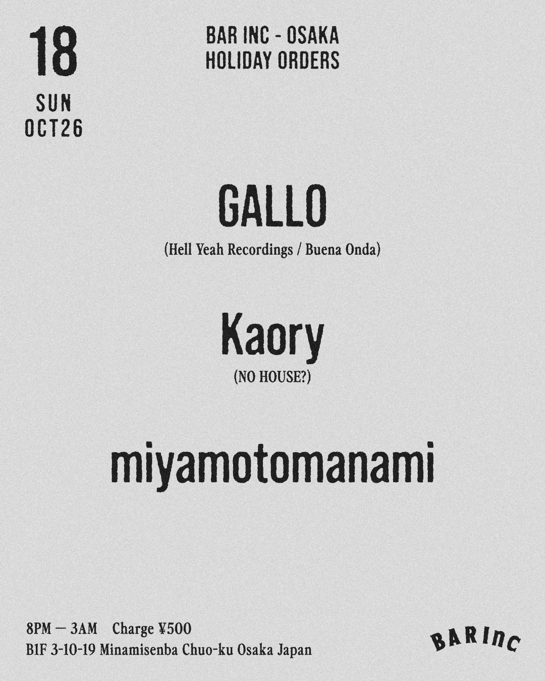 HOLIDAY ORDERS at BAR Inc flyer