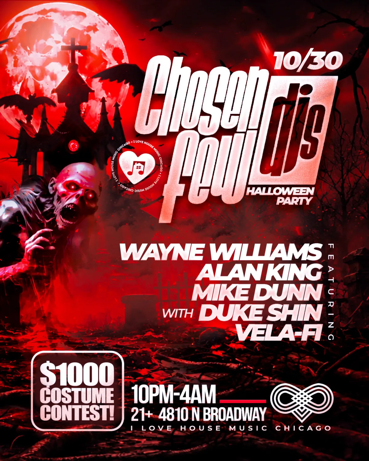 A Chosen Few DJs House Music Halloween w $1,000 Costume Contests at Le Nocturne Chicago flyer