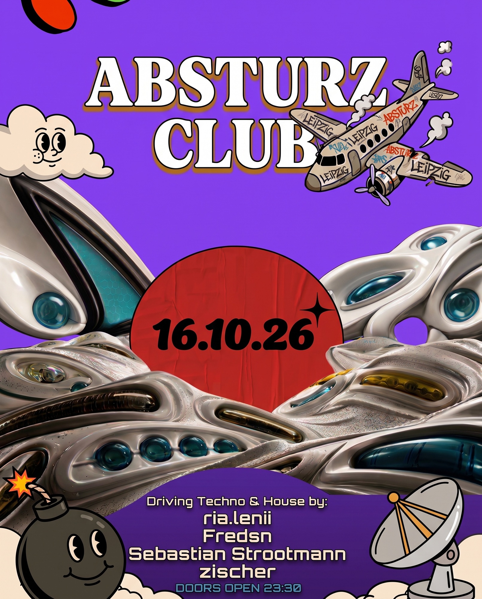 Clubberware at absturz club flyer